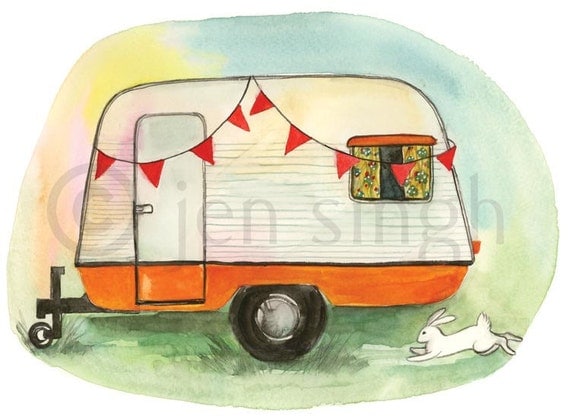 Retro camper, reproduction print-Lydia