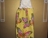 Pink and Orange Butterflies Crocheted Top Towel-KOW36