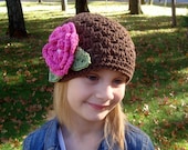 Crochet Baby Hat, Toddler Hat,  Cotton Crochet Beanie Hat, Chocolate Brown, Hot Pink, Light Pink, Sage Green-MADE TO ORDER