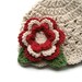 Crochet Baby Hat, Crochet Infant beanie hat with Flower, ecru, country red, sage green-MADE TO ORDER