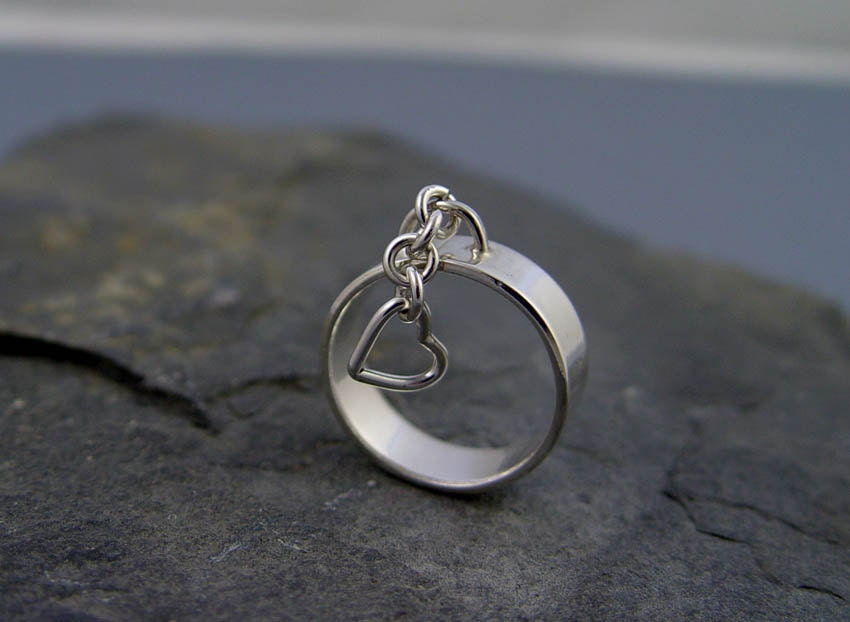Valentine Jewelry, Heart Jewelry, Silver Heart Cuff Ring, Metalsmithing Gifts for Her, Gifts under 50, size 9, Ready to ship