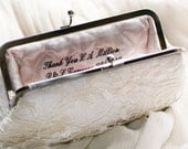 Personalized Custom Embroidery inside Bridal or Bridesmaids Clutch Bag - 1 line Embroidery Only