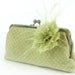 Bridal Bridesmaids Feather Flower Clutch Bag in lime light green 8-inch WINTER GARDEN PASSION