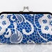 White Lace Bridal Clutch in Cobalt Blue 8-inch L'HERITAGE