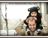 Fuzzy Ears Little Black Bear Hat 3-6mo So Soft  Great Photo Prop Made to Order and Ready to ship in 3-5 days