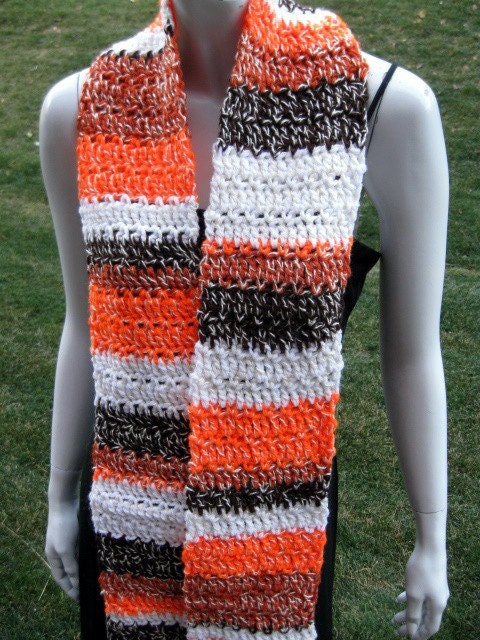 Crochet Striped Scarf, Candy Corn Look