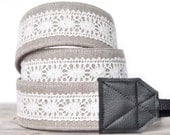 MADE TO ORDER - Camera Strap - Linen and Lace - Natural