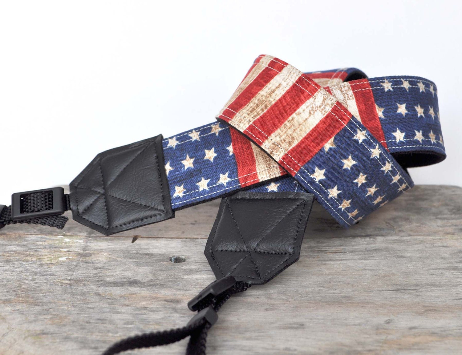 MADE TO ORDER - Camera Strap - Patriotic American Flag