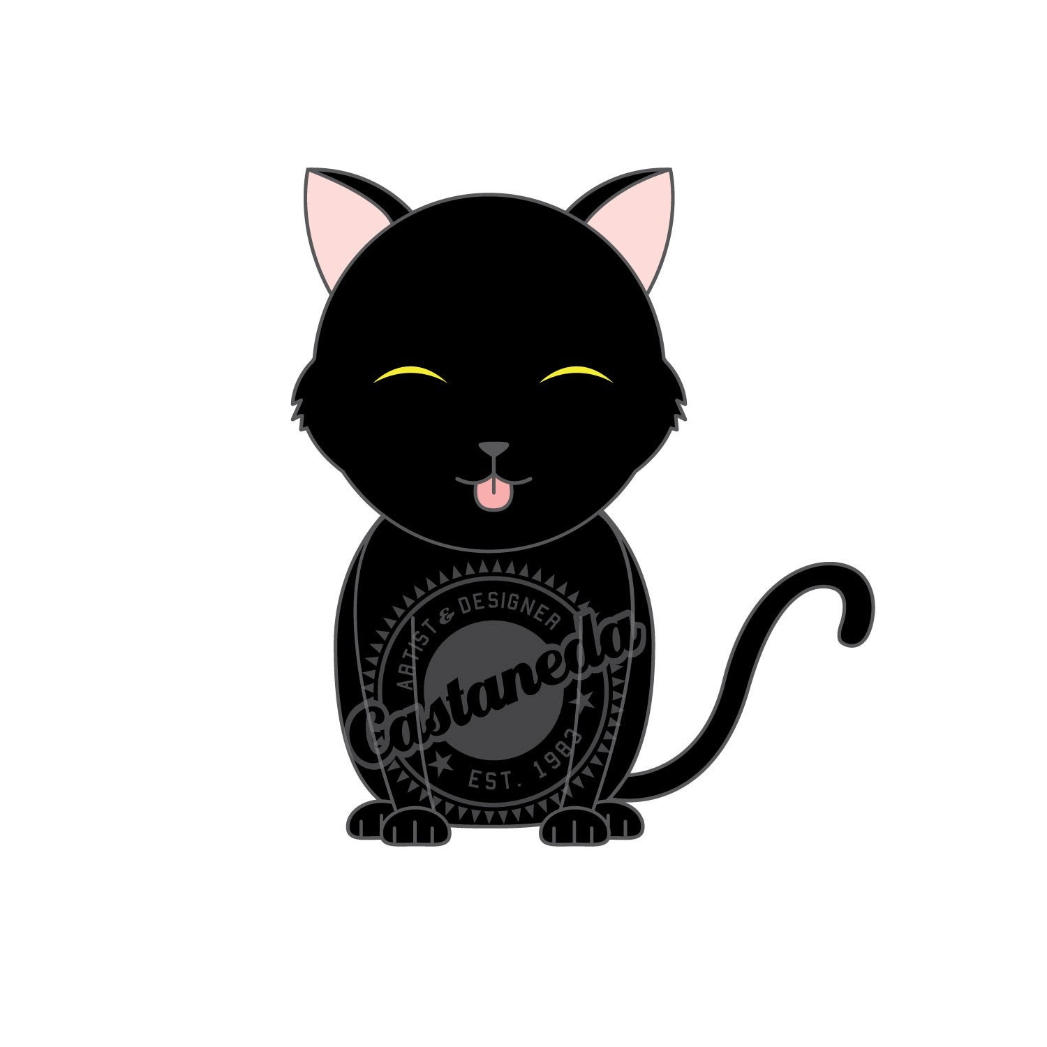 Cute black cat clipart