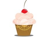 Pink Cupcake - Clipart