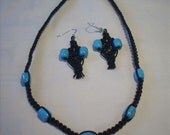Black Macrame Choker with Turquoise Beads