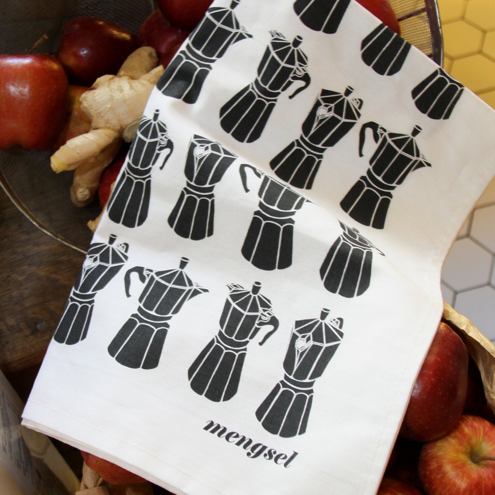 Moka Express cotton tea towel - Black (as seen on Nigella Lawson's Nigellissima)