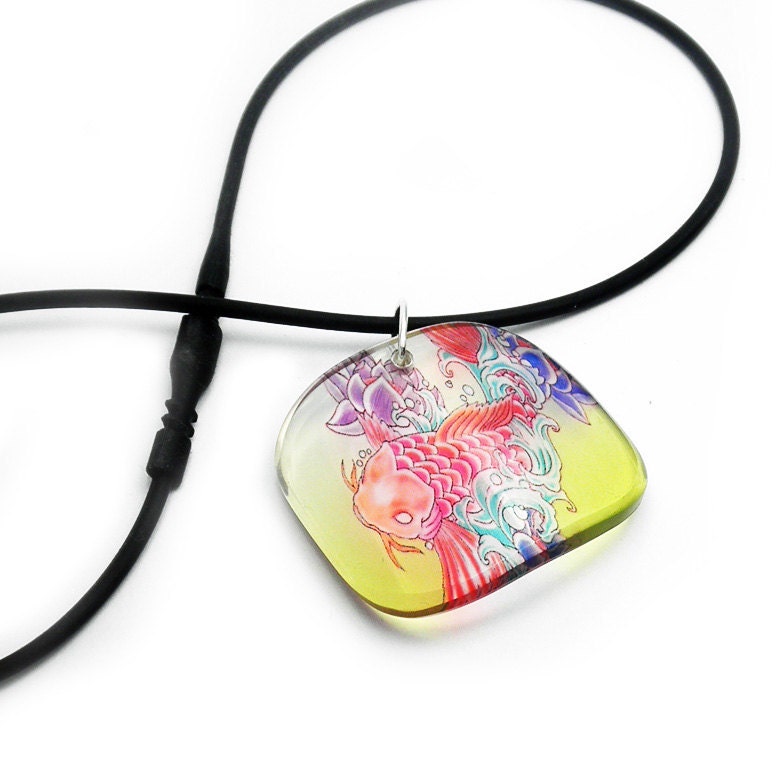 Koi Fish Pendant, Resin Jewelery