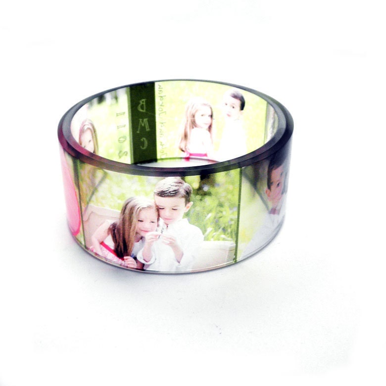 Custom Bangle, Personalized Keepsake chunky Photo Bangle Bracelet, Resin bangle. Graphic Bangle