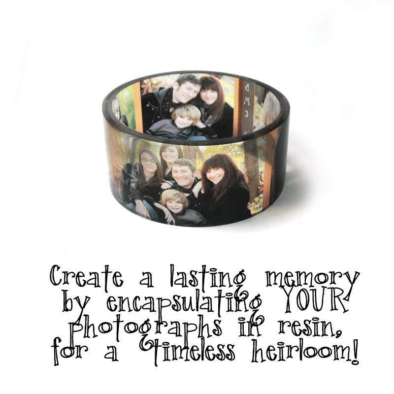 Personalized Keepsake Chunky Photo Bangle Bracelet, Resin