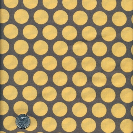 1 Yard Vintage Groove Polka Dot by Adorn It : Mustard Yellow Gold Grey Dots Designer Quilt Cotton Fabric