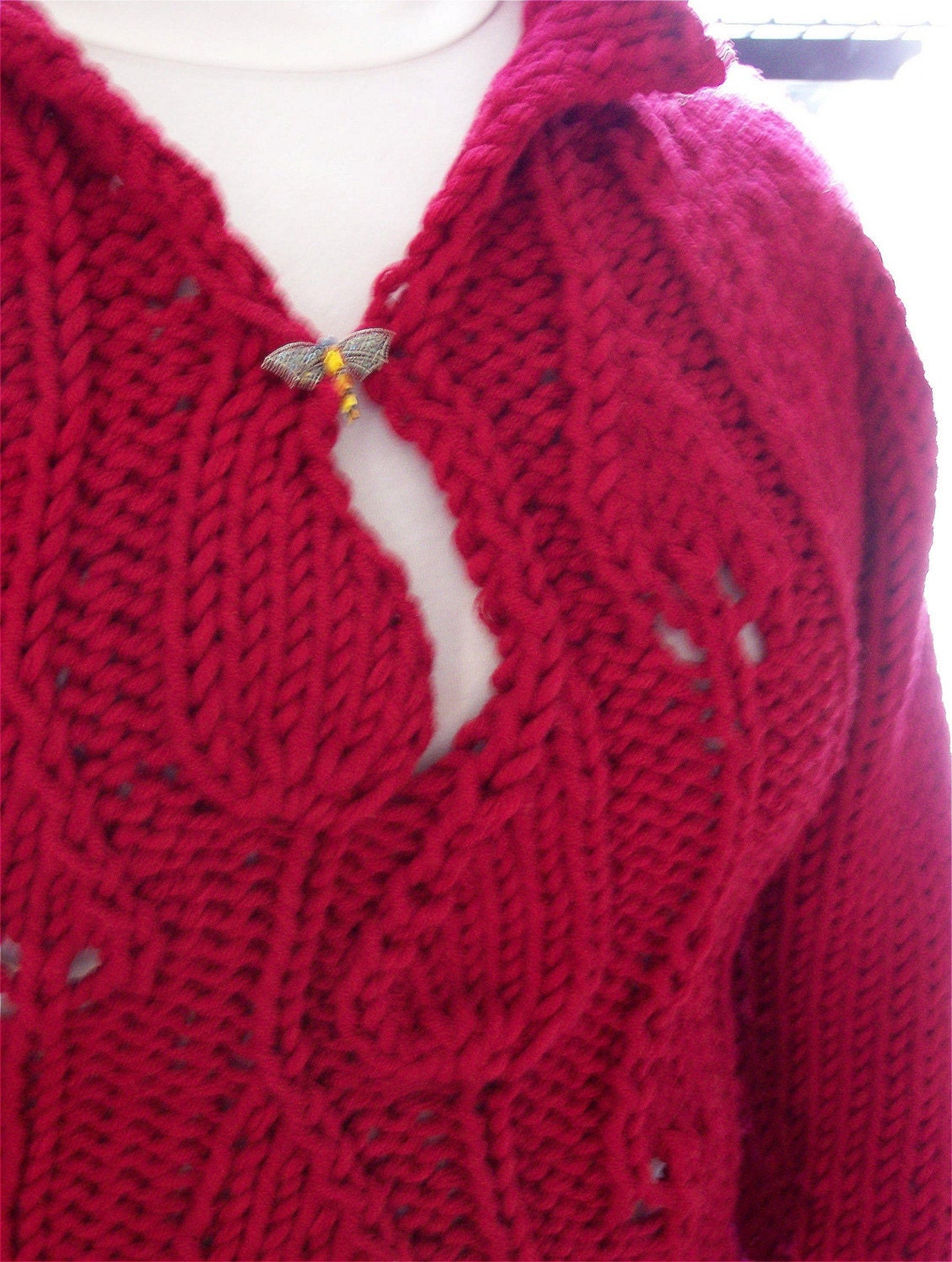 Gigi PDF hand knitting pattern   leaf and rosebud lace pullover knit in bulky