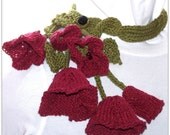 Poppy Knitting Scarf PDF Pattern  Romantic and full of Spring