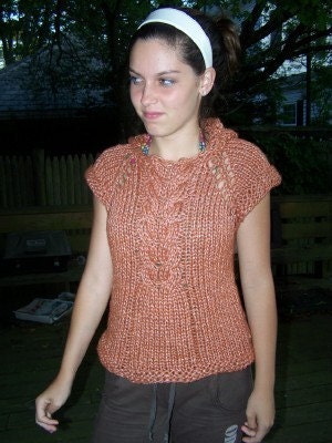 Cabled Hoodie Knitted PDF Pattern   Super fun and fast perfect for spring and summer