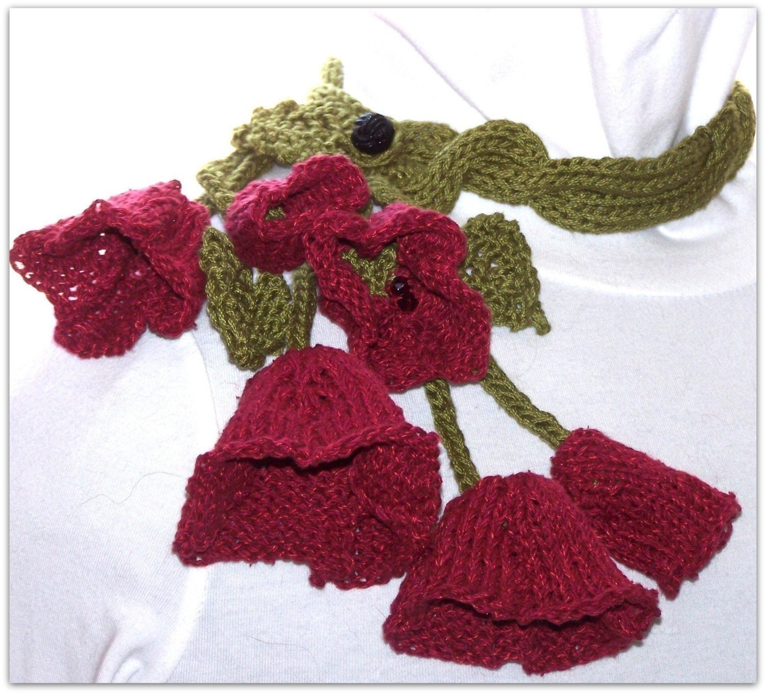 Poppy Knitting Scarf PDF Pattern  Romantic and full of Spring