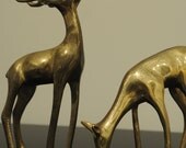 Pair of vintage brass standing deer figures