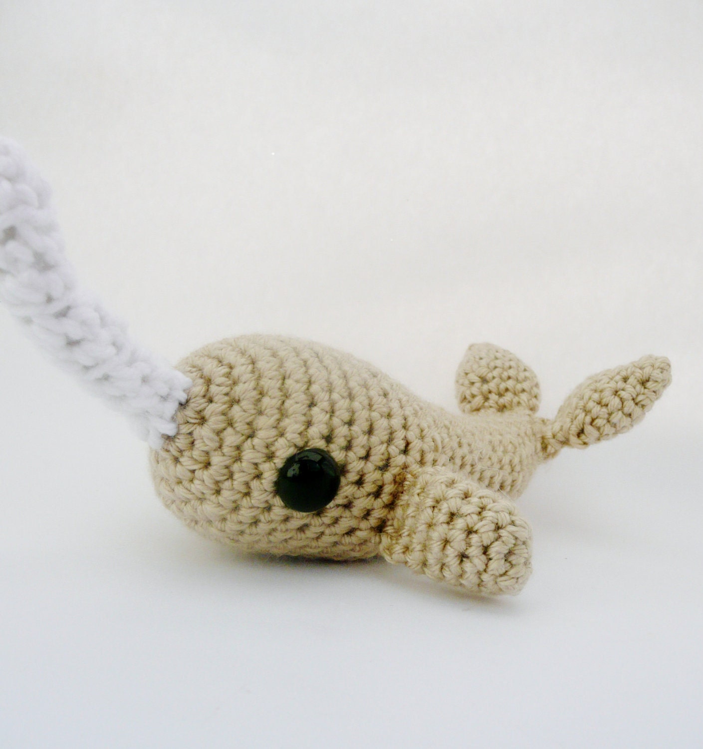 Beige Brown Narwhal Amigurumi Plush