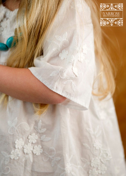 White Cotton Peasant Dress..sizes 5-8..dressbabybeautiful