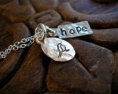Little Bird of Hope Necklace - Hand Stamped Sterling Silver and 14kt Gold Fill on Sterling Silver