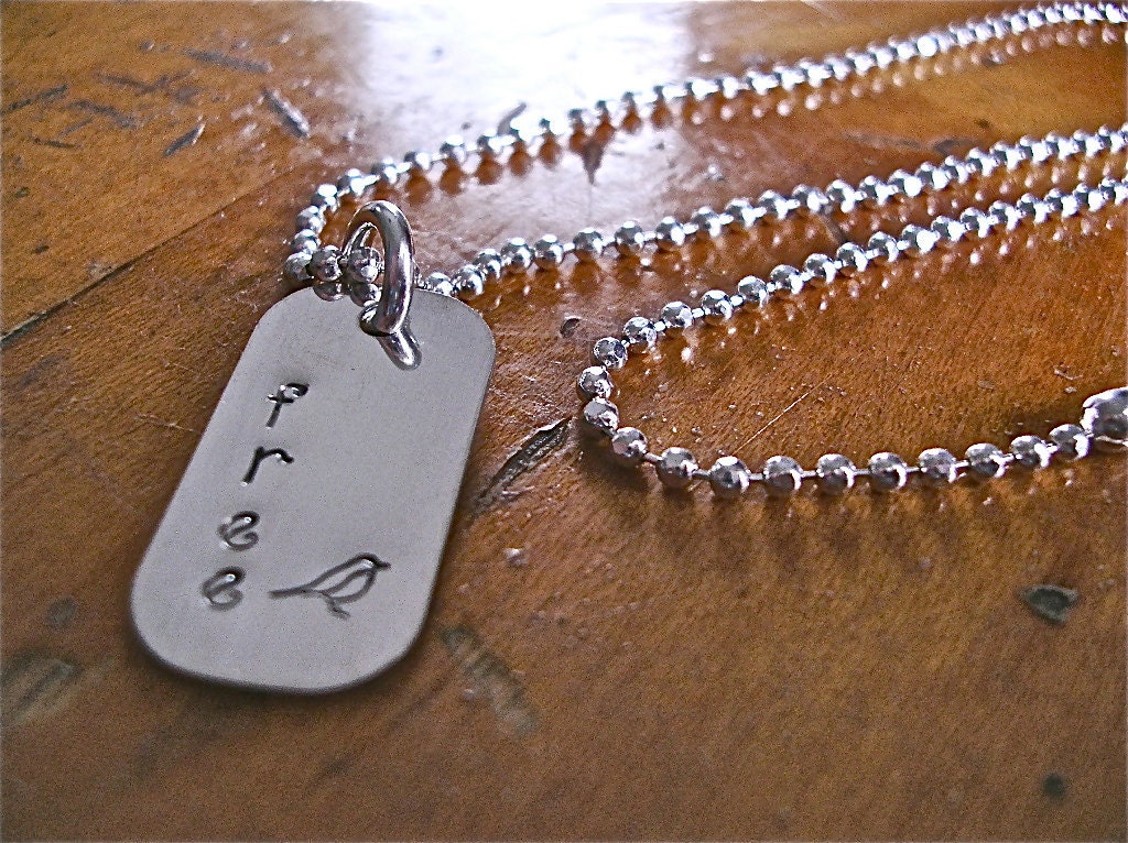 Finally Free Sterling Dog Tag Necklace
