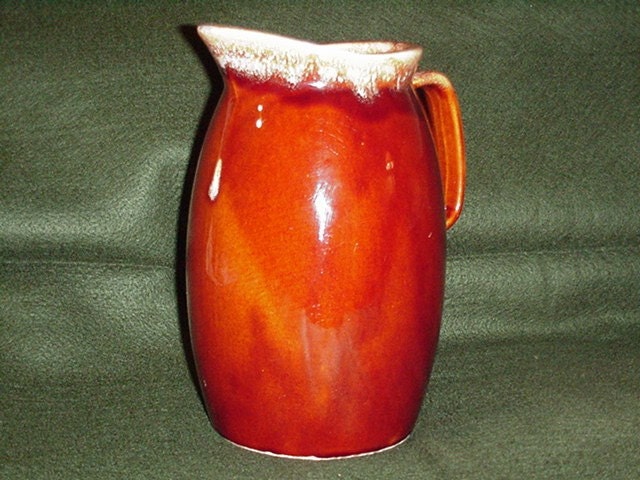 Hull Pitcher Brown Drip Pattern Vintage