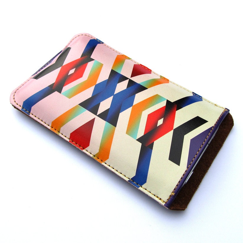 Leather iPhone (All) iTouch (All) sleeve case - Chevron Navajo inspired design