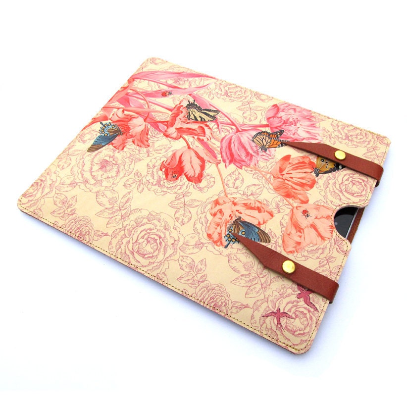 Leather iPad  case - Springtime