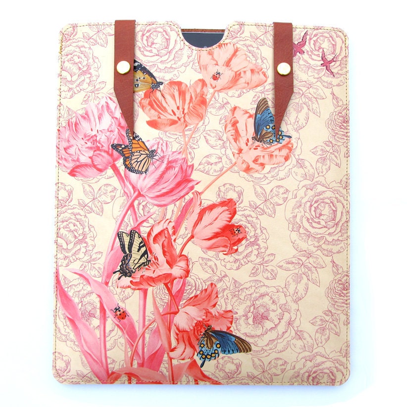 Leather iPad  case - Springtime
