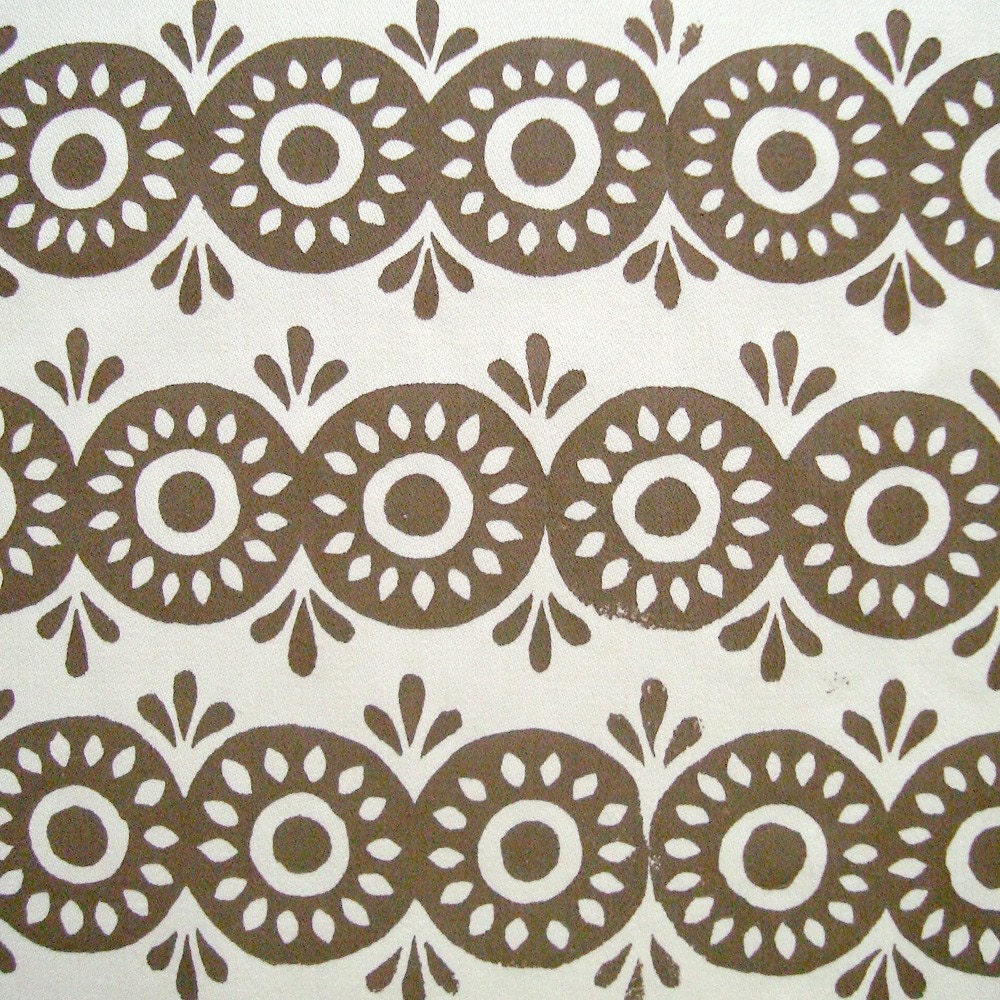 Eyelet in Pewter- Block Printed Fabric Piece 39 x 11 in.