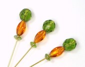 Needlepoint Counting Pins, Marking Pins, Olivine Green, Amber , DIY Crafts, TJBdesigns, Direct Checkout