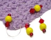 Stitch Markers Crochet Removable Opaque Yellow Red