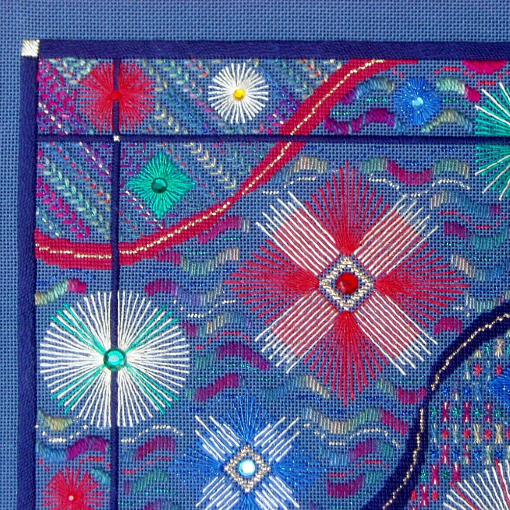 Fireworks, Counted Needlepoint, Framed, Independence Day, Fourth of July, Wall Art, TJBdesigns