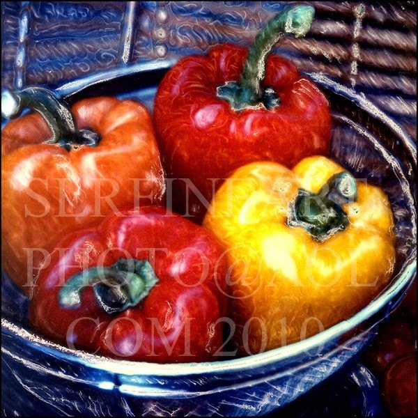 PEPPERS altered Polaroid photography  by Sandra Lynn Russell12X12 MATTED