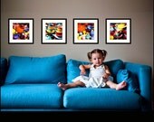 ANTIQUE DISHES   4 Photographs  colorful  still life kitchen art collectables memories antiques orange blue yellow