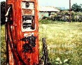 Old Red Gas Pump   Polaroid manipulation 8x8  matted 12x12 nostalgia country farm
