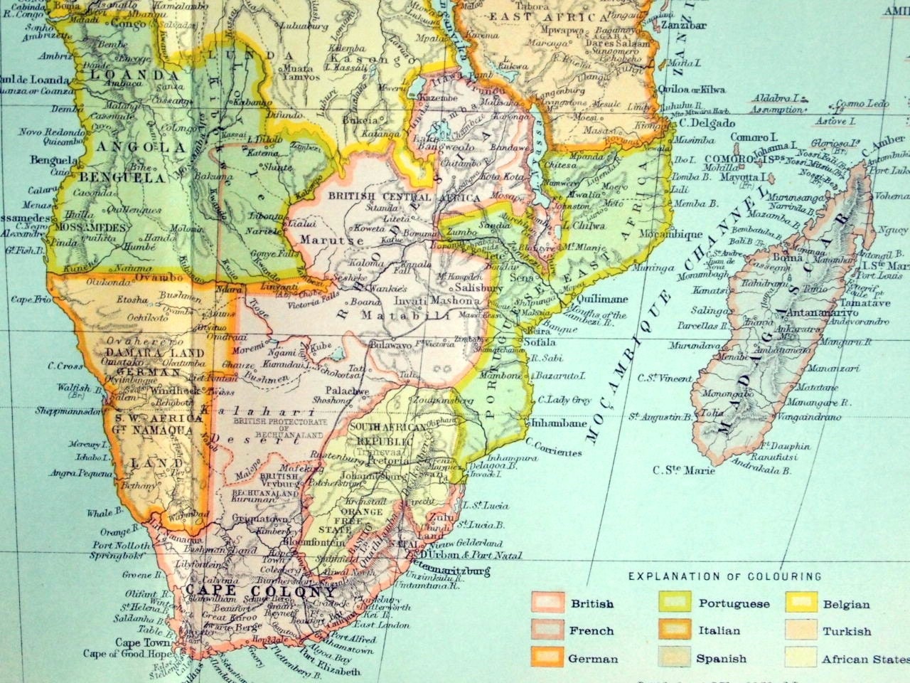 1898 Large Antique Map of Africa