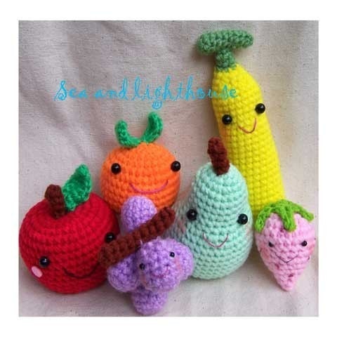 Instand Download Amigurumi Crochet PDF pattern - Healthy fruits