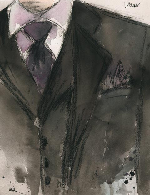 Original - Watercolor and Charcoal Painting - Professor Plum - 11x14