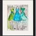 Print - Watercolor and Ink - Vintage Dress Painting - Vintage Aqua Trio - 10x13