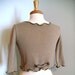 Oatmeal Cashmere Blend Restyle Cropped Cardigan Sweater Size Small with Removable Flower Brooch