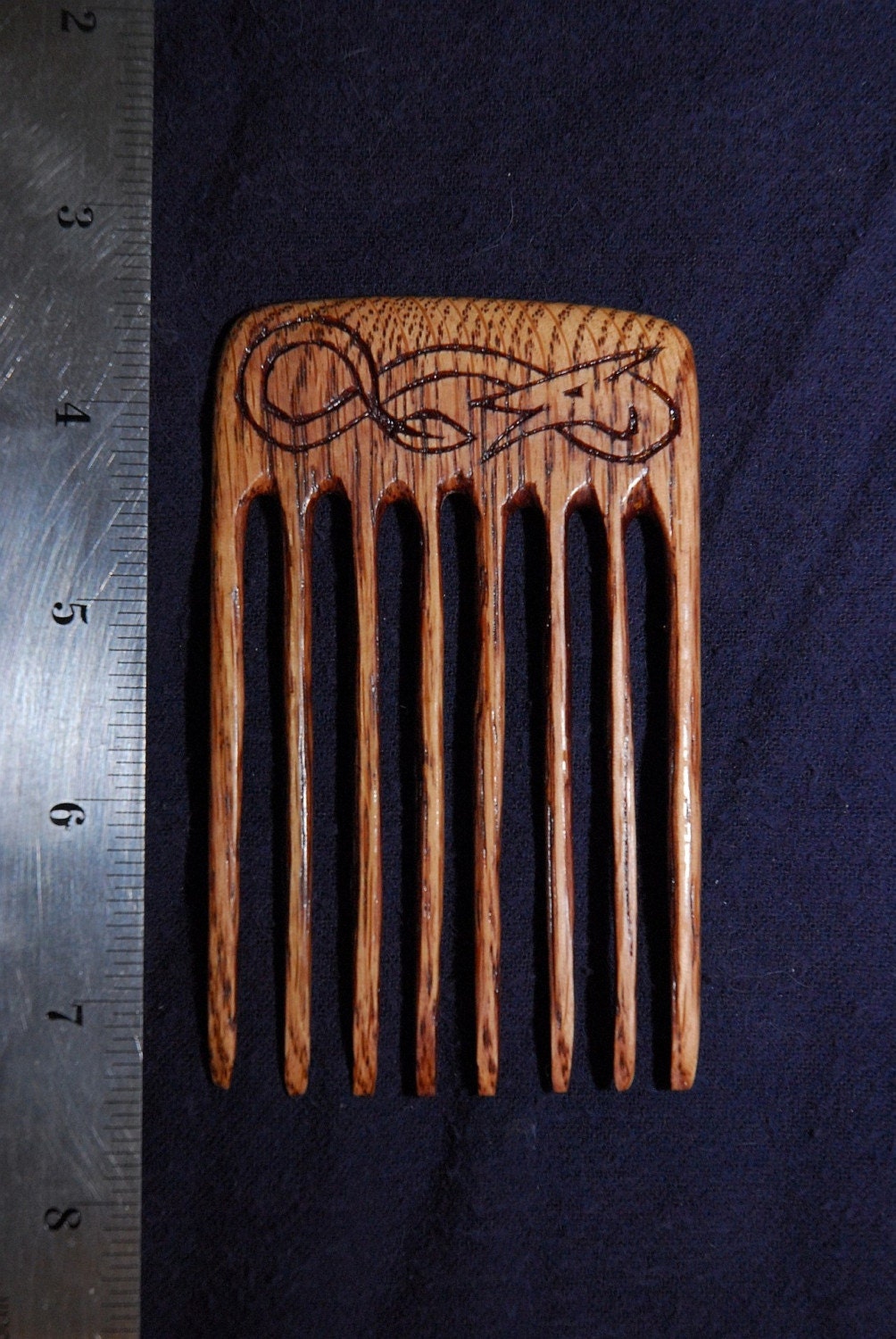 Handcarved Oak Hair Comb