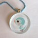 Sweet Little Bluebird - Round Glass Tile Pendant with chain