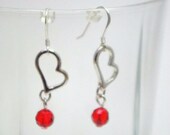 Red Glass Beaded Heart Earrings