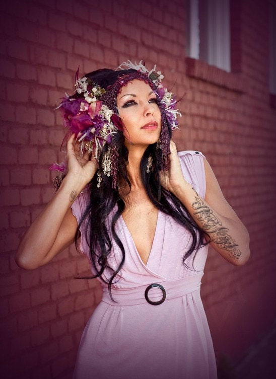 A Liaison Collection by Kat Swank Custom Made Alphonse  Mucha Inspired Headdress- Your color choices- ooak one of a kind head piece.