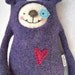Dog Stuffed Animal Purple Wool Sweater Upcycled Recycled